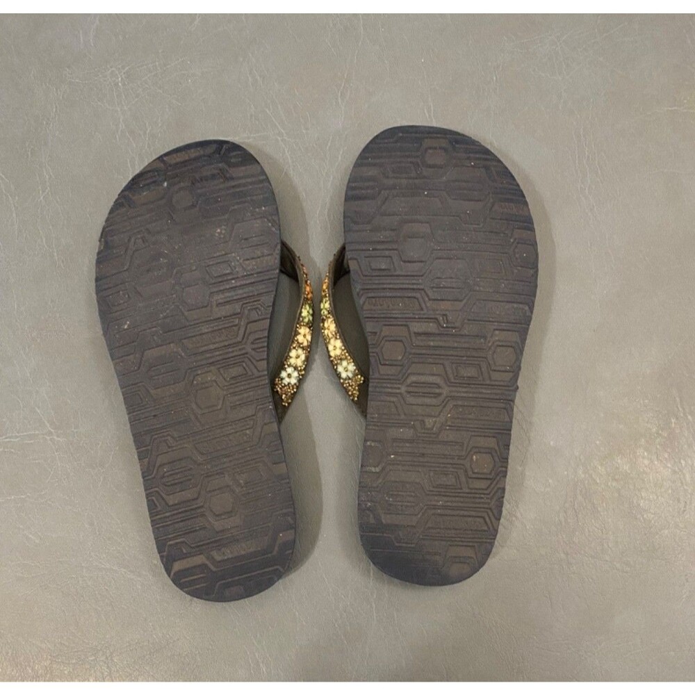 Skechers Yoga Foam Flip Flops/Sandals~Flowers/Sparkle/Rhinestone 11 2E/Xtra Wide - Picture 3 of 3